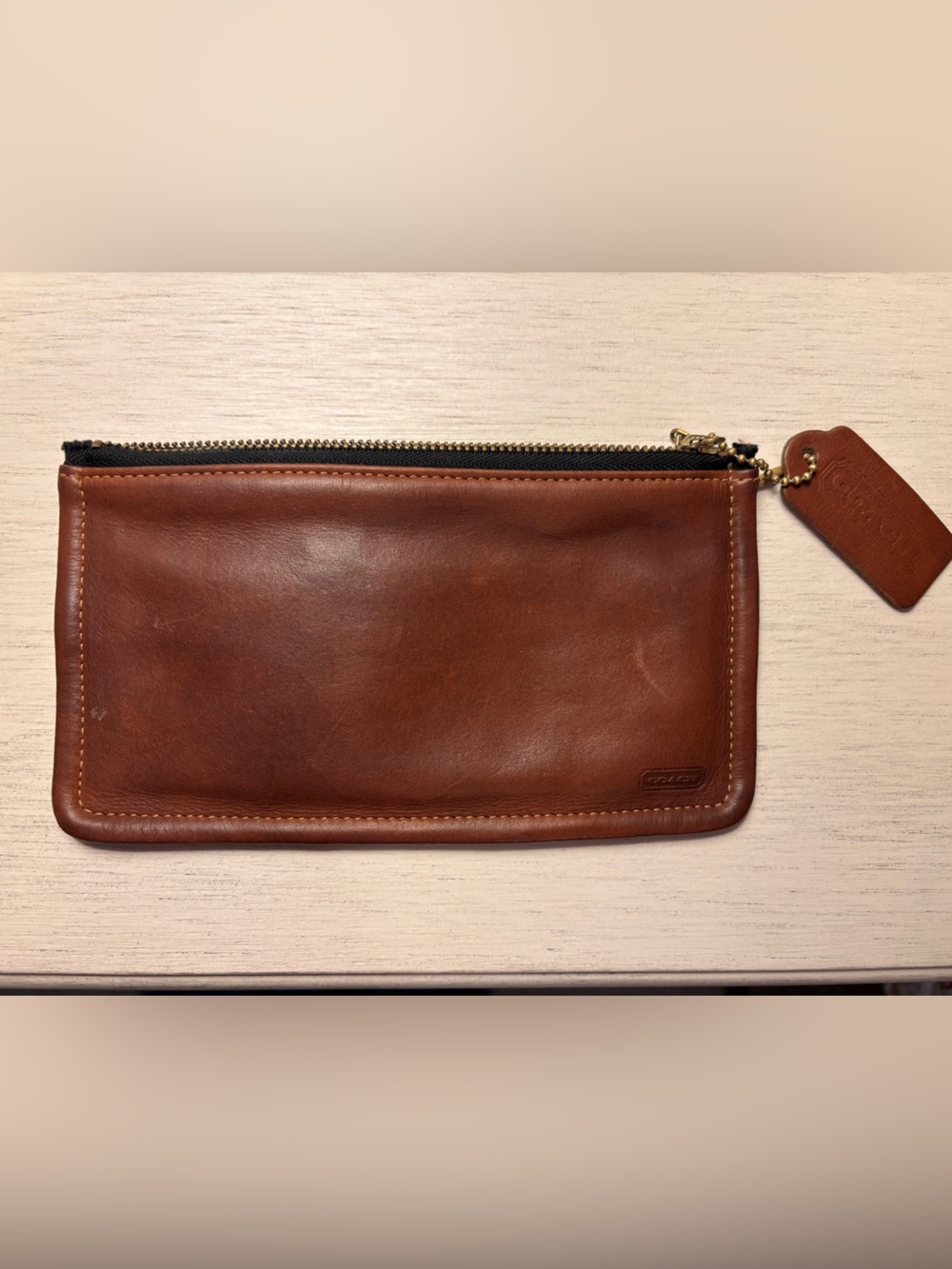 Vintage Coach Leather Zip Pouch - Brown